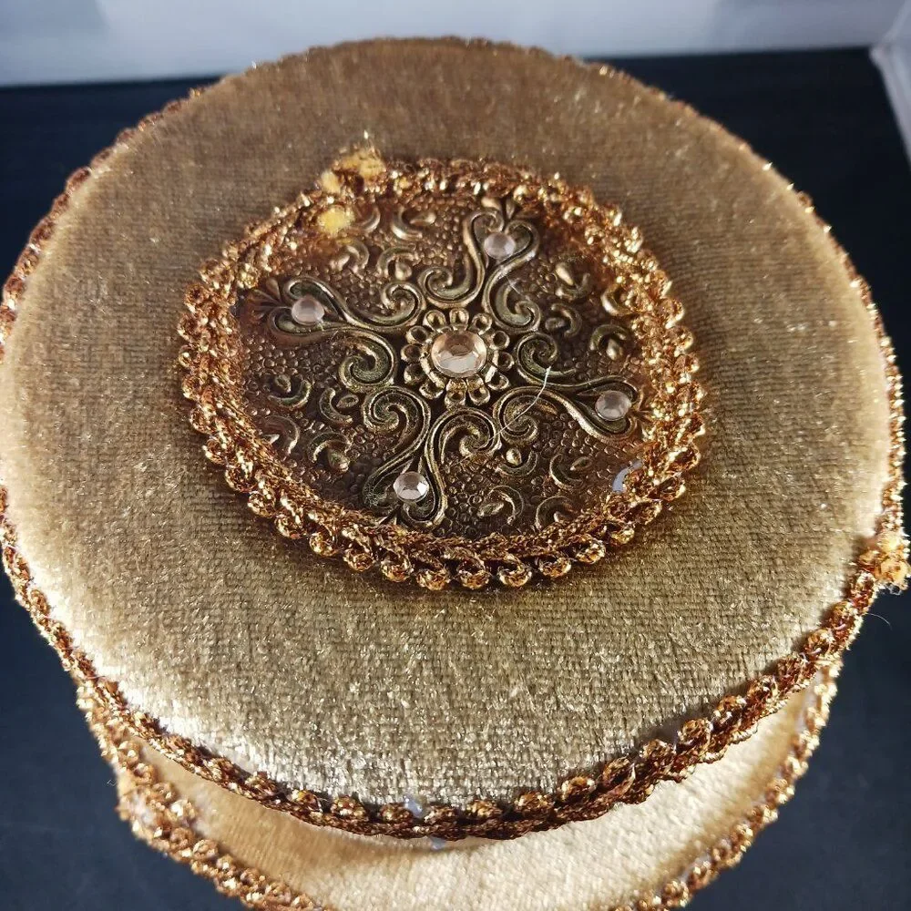 2 Vintage Nesting Box Yellow Velvet